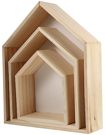 IMIKEYA 3stücke Holz Wandregal in Hausform Lagerregal Für Bücher Und Dekoration Robust Und Langlebig Für Jeden Raum