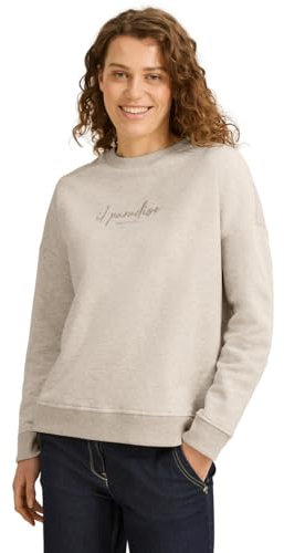 CECIL Damen B303216 Sweatshirt mit Stickerei, Pearl beige Mel, 42