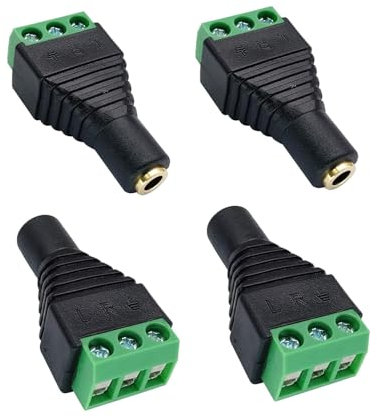 Comforty 4 Stück DC Stecker 3,5-mm, Männlich und Weiblich DC-Stecker Buchse Netzadapter für CCTV-Kamera, LED Leiste leuchtet, Hohlstecker Buchse, DC Adapter
