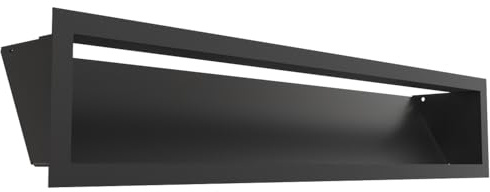 KRATKI Lüftungsgitter Warmluftgitter Luft 12 x 60 cm schwarz Kamingitter | 45° Luftauslass, für Kaminbelüftung, pulverbeschichtet. Dekoratives Design, für Warmluftverteilung