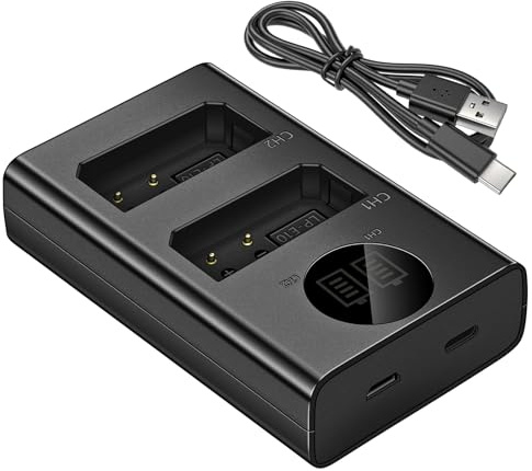 LP-E10 Battery Charger for Canon Camera: EOS 2000D 4000D 1300D 1100D | Fast Dual Slot Micro/USB C Charger Compatible with Car/Power Bank/Laptop