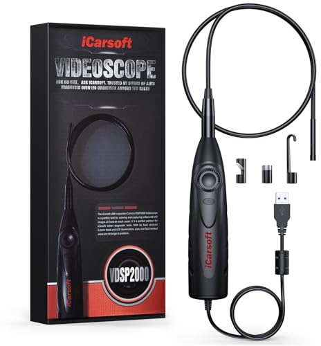 iCarsoft VDSP2000 USB Videoscope, 0.21'' Camera Len, Waterproof HD Borescope Inspection Camera, 39.37'',LED Light, Industrial HD Endoscope Work with CR Ultra,CR Unicorn,CR Unicorn S, CR MAX, CR MAX BT