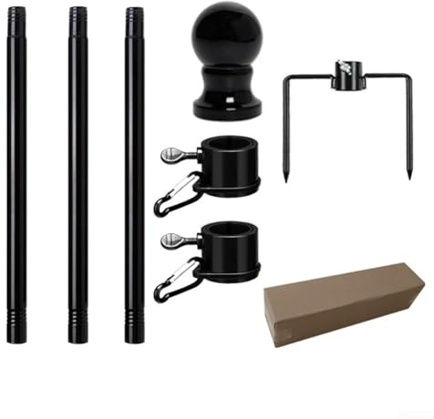 EffiFish Fahnenmast-Set, 122 cm, verstellbare Höhe, von 3 m bis 200 cm, Aluminiumringe, Stangen-Set für Garten, Veranstaltungen im Freien