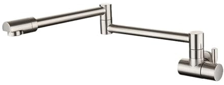 Brushed Nickel Black Pot Filler Tap, Wall Mounted Foldable Kitchen Faucet, Single Cold Single Hole Sink Tap Rotate Folding Spout Commercial(Brushed)