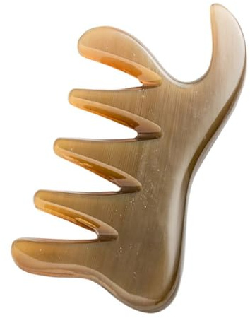 HOODANCOS Ox Horn Comb Guasha Scraping Massage Tool aus Premium Büffelhorn Sanft zur Kopfhaut und Haar Vielseitig für Gesicht Nacken Rücken Beine zur Muskelentspannung und
