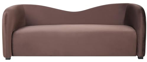 Beliani Sofa Samtstoff Dunkelbraun 3-Sitzer geschwungene Form modern Veltada