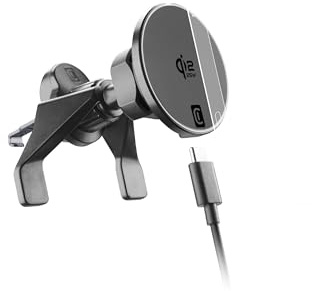 Cellularline MAG Holder Auto-Halterung mit Kabelloser 25W-Ladung – Mit Neuer Qi2.2-Technologie – Starke Magnetische Halterung, Schwarz