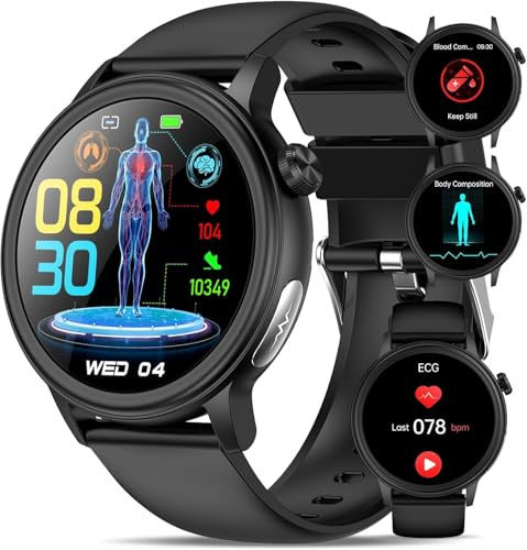 2026 Smart Watch for Men Women with ECG Blood Pressure Sleep Apnea Monitor 1.39 Health Fitness Tracker 24/7 Heart Rate, SpO2, Body Temperature, SOS/Bluetooth Call 100+ Sports Modes for Android iOS