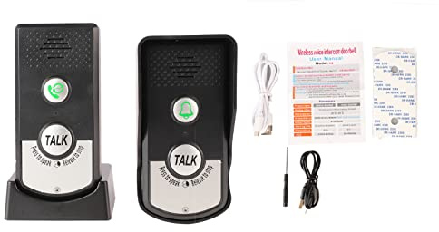 TIKATARER Wireless Voice Intercom Doorbell, Two Way Audio Home Security Doorbell 1000m Long Distance 1800mAh Long Standby Equipped with Intercom Light and Power Lamp Display