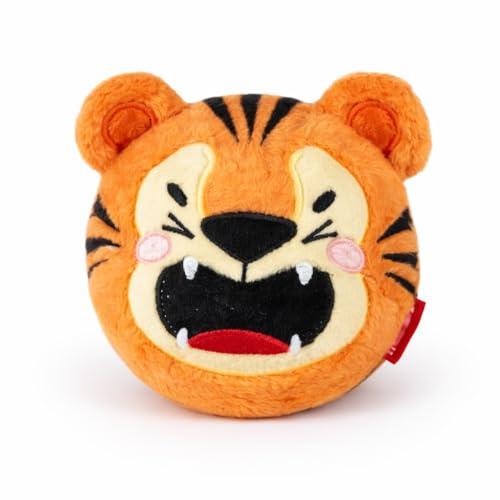 LEGAMI Bouncing Gang Plüsch-Flummi Tiger, Springball mit weichem Plüsch, Orange mit schwarzen Streifen