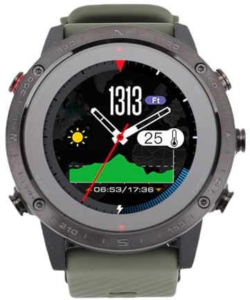 Tbest Montre Ronde pour Plongée, Natation, Course à Pied, Affichage 1.3 Pouces, Montre-Bracelet de Sports de Plein Air avec Capteur de Profondeur, Autonomie de 50m