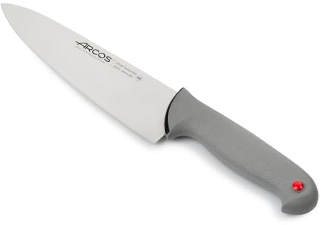 Arcos Couteau de Chef en Acier Inoxydable Nitrum – Poignée Ergonomique en Polypropylène avec Revêtement en Élastomère – Couleur Noire, Série Colour Proof
