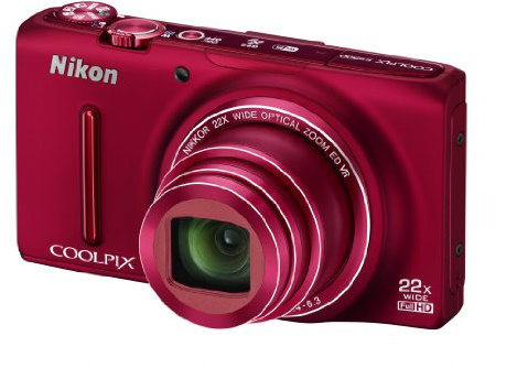 Nikon Coolpix S9500 Digitalkamera (18 Megapixel, 22-Fach Opt. Zoom, 7,6 cm (3 Zoll) OLED-Display, Bildstabilisator) Rubin rot