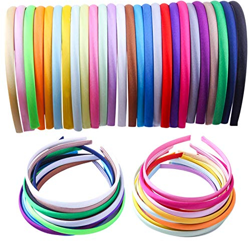 Candygirl 26 Pezzi 10 mm Bambina/Ragazze Fascia per Capelli in Raso Cerchietti Coperto di Nastro Accessorio dei Capelli, 36cm Perimetro