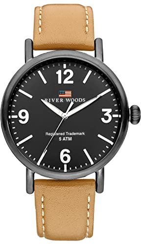 River Woods Mens Quartz Watch, Analogue Classic Display and Leather Strap RW420037