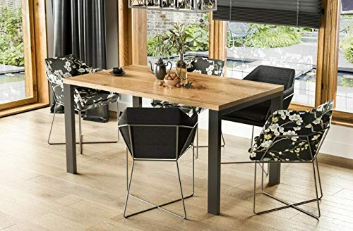 Endo-Moebel Design Esstisch Garant 130cm - 265 Metall erweiterbar Metallgestell Küchentisch (Wotan Eiche)