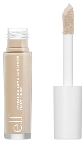 e.l.f. Hydrating Camo Concealer, Faltenfreie und Vollständige Abdeckung, Satiniertes Finish, Deckt ab, Korrigiert und Betont, Light Peach, 0,203 Fl Oz (6mL)