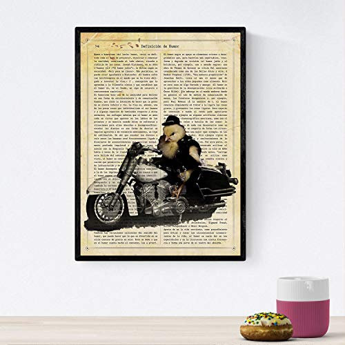 Nacnic Huhn Poster Motorrad. Sheets Tiere Definitionen. Tierillustrationen mit Text. A4-Format
