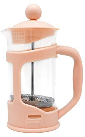 Nerthus FIH 793 Caffettiera francese a pistone, PP/Vetro borosilicato/SS, SALMONE, 350 ml