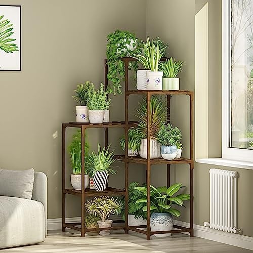 Bamworld Pflanzenständer Pflanzenregal Indoor Outdoor Ecke für 7 Etagen Geeignet für Blumentopf Wohnzimmer Garten Balkon Deko