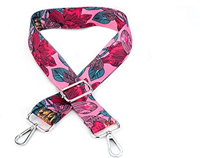 Taschengurt mit Blumenmuster Rosa | Länge verstellbar | Taschen-Riemen zum Wechseln