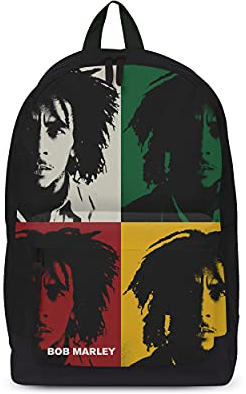 Rocksax Rucksack Bob Marley Pop Art Rucksack, 43 cm x 30 cm x 15 cm, offizielles Lizenzprodukt, Schwarz, Einheitsgröße, Casual