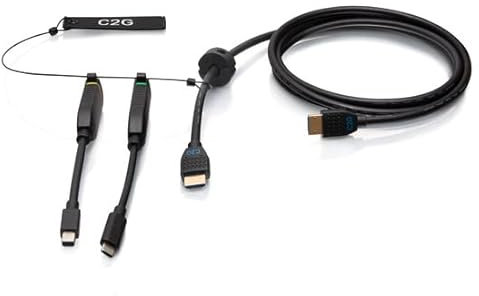 C2G Cable HDMI 4K Premium y anillo adaptador de dongle con código de color Mini DisplayPort™ y USB-C