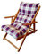 MAURY'S Poltrona Sdraio Relax Comodona in Legno 3 posizioni con Cuscino Imbottito Adatta a Ogni Ambiente (Scozzese Bordeaux)