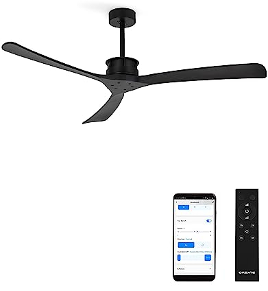 CREATE / WIND LARGE DC/Ventilatore da soffitto nero con WIFI / 6 velocità, silenzioso, programmabile, due altezze