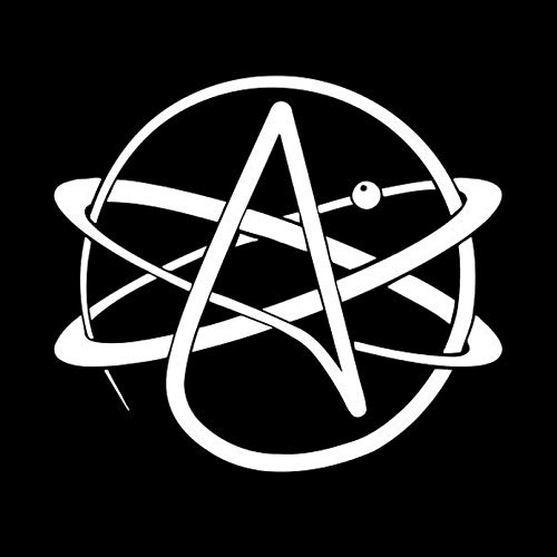 MACMRD Auto Aufkleber 15,5 cm * 13,7 cm Atheismus Symbol Atom Wissenschaft Auto Aufkleber Motorrad Schwarz/Silber