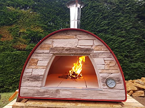 Forno a legna Maximus Arena rosso – ideale per una cottura a legna – portatile ed esterno