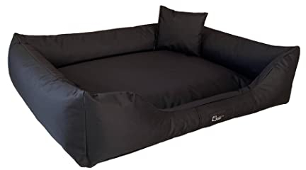exclusive BED Hundebett Puffi Grosse Mittelgroße Kleine Hunde - Hundekissen Hundematte aus Kodura-Stoff - Waschbar Wasserfest Langlebig Abriebfest Reißfest (XXL+| 130x100cm, Schwarz)