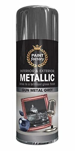 AHS Metallic Gun Metal Grey Spray Paint 400ML - Aerosol Paints For Furniture, Plastic, Metal, Wood, Decorative Items - Quick Drying Gloss Finish Paint - Long Lasting Interior & Exterior Paints - (1)