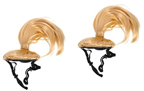 POPETPOP 2st Haustier Perücke Kleine Hundekopfbedeckung Pet Dress up Perücke Welpenkopfschmuck Lustige Hundekostüme Halloween-hundekopfschmuck Perücken Locken Kopfhörer Hochtemperaturdraht