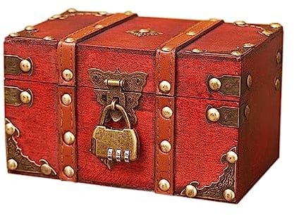 Coffre Au Trésor en Bois Vintage: Petit Coffre Au Trésor Vintage, Coffre Au Trésor de Pirate, Boîte à Bijoux avec Couvercle Pour Anniversaire D'enfant, Tirelire Avec Cadenas, Cadeau Fait Main