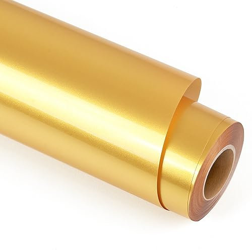 Lya Vinyl Heat Transfer Vinyl, 12 x 6FT(30.5cm x 183cm) Dazzling Gold Iron on Vinyl for Cricut, Silhouette Cameo, HTV Vinyl for Cloths, Hats, Fabric(Dazzling Gold)