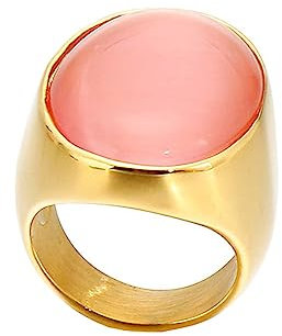 Daesar Ringe Frauen Edelstahl, Damen Ring Personalisiert mit Rot Stein Siegelring Gold Ringe Verlobung und Hochzeit Gr.60 (19.1)