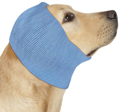 COMFPET Happy Hoodie für Hunde & Katzen, Lärm- & Gehörschutz, beruhigende Ohrenschützer, Ohren- & Windschutz, reduziert die Angst vor Feuerwerk, ideal für die Zeit nach Einer Operation, L(blau)