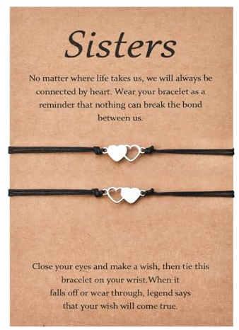 VU100 2 Stück Schwestern Armband Schwestern Geschenk von Schwestern Herz geformt Edelstahlarmband einstellbar Freundschaftsarmband für Schwestern Freunde Mädchen Frauen