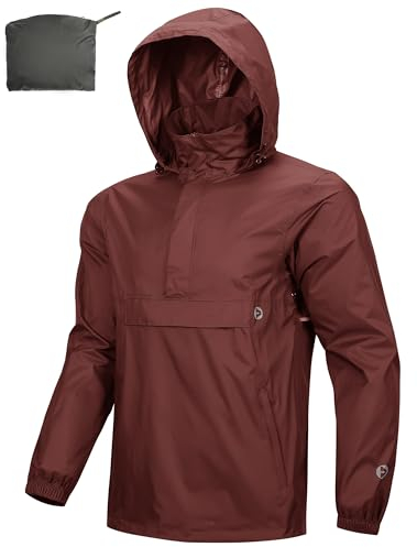 Outdoor Ventures Veste de pluie pour homme - Pull imperméable avec capuche - Veste réfléchissante pliable - Veste coupe-vent légère - Veste softshell respirante pour la randonnée, la course à pied,