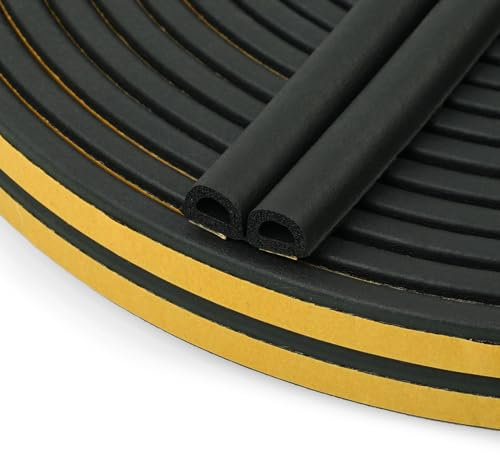 Flintronic 26M Guarnizioni Finestre Porta, 9*6mm Guarnizione Isolamento, Autoadesivo Striscia in Gomma Bordo Protettore Striscia, D-Tipo Nastro, per Anti Freddo, Isolamento Acustico, Anti-Collisione