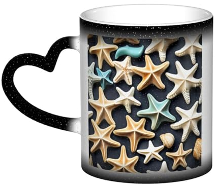 Coquille étoile de mer tasse à changement de couleur en céramique sensible à la chaleur - ciel étoilé tasse magique pour la maison et le bureau