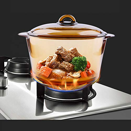 OQHAIR Amber Tempered Glass Multi Slow Cooker High Temperature Transparent Stew Pot Can Use in Microwave Oven Gas Stove 5L