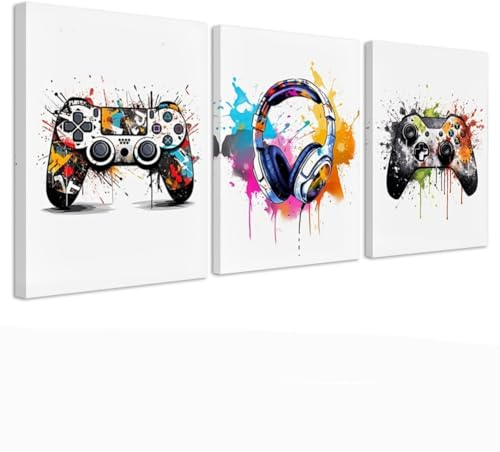 Kepuarm 3Pcs Poster Gamer Cuadros Decoración de Pared Videojuegos Póster de Gaming Decoracion para Juegos,Póster de videojuegos, decoración de habitación infantil, lienzo de juegos (12x16 inch)
