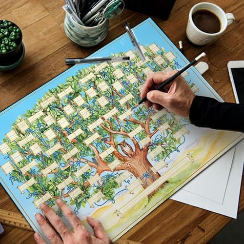 Vuggdt Graphiques d'arbre généalogique à remplir | Poster vierge d'arbre généalogique | Diagramme d'arbre généalogique d'ascendance | Tableaux généalogiques à remplir | Poster généalogique de 6