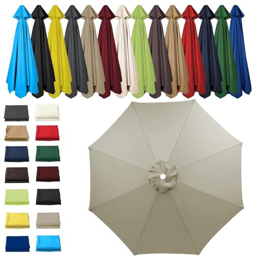 HonunGron Replacement Parasol Canopy 2M 2.7M 3M + 6 Arms/8 Arms Replacement Parasol Fabric Cover For Garden Umbrella Cantilever Parasol Waterproof Anti-ultraviolet (8 ribs-3m(9.8ft),Taupe)