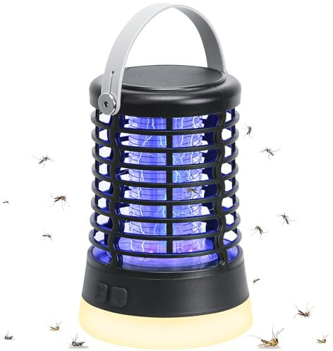 ROTRES Lampara Antimosquitos Exterior,Lámparas portátiles antimosquitos,Recargable por USB Mata Mosquitos Electrico con LED,IPX4 Impermeable,2200mAh,Matamosquitos Exterior,para Dormitorio,Camping