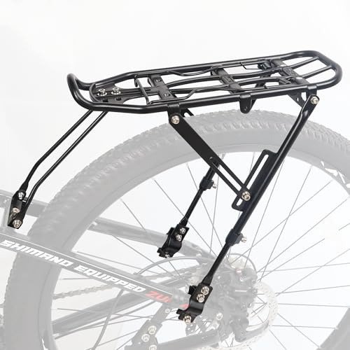 WEEROCK Fahrrad Heckträger Fahrrad Cargo Rack Aluminiumlegierung Verstellbarer Fahrradträger Gepäckträger für 24-29 Zoll Fahrräder, Mountainbikes, MTB, Schwarz