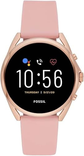 Smartwatch FOSSIL écran tactile 5 LTE Génération avec haut-parleur, fréquence cardiaque, notifications NFC et smartphone, or rose., sangle FTW60753