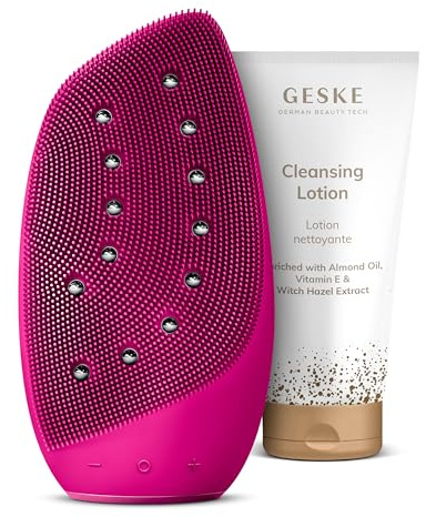 GESKE Sonic Thermo Facial Brush & Face-Lifter + Cleansing Lotion | SmartAppGuided™ | 8 in 1 + GESKE Cleansing Lotion | Set mit passender Kosmetik-Zugabe | Beauty-Bundle